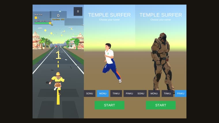Temple Surfer Android app screenshots from Google Play