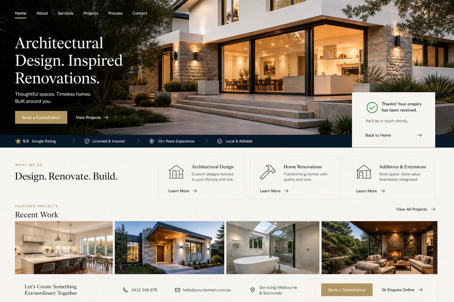 Example Basic Website with clear service information, proof, and contact path