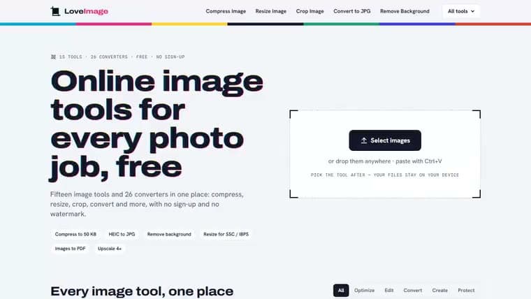 LoveImage home screen