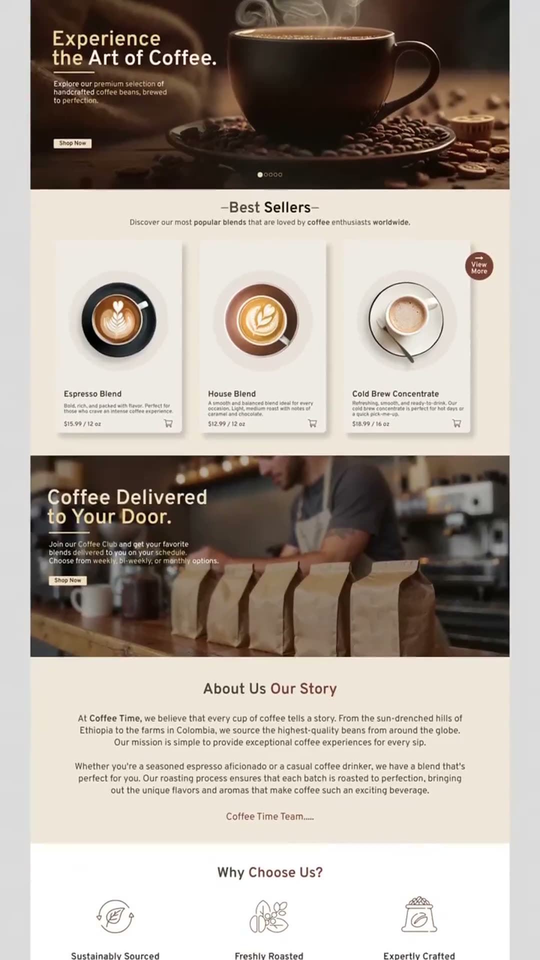 D2C coffee commerce concept